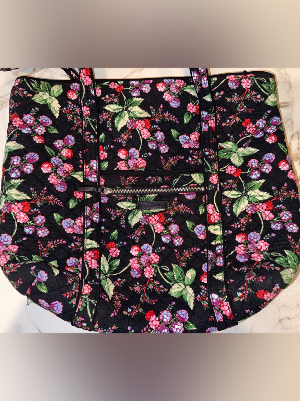 NWOT Vera Bradley Carson Tote Raspberries Print Quilted floral bag
